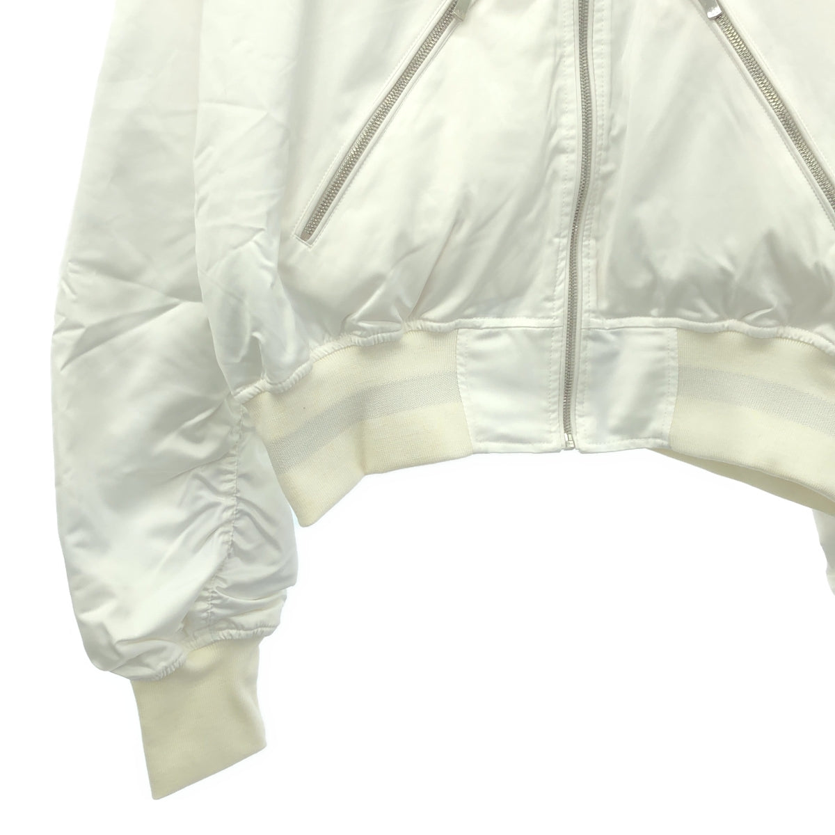 [New] STUDIO R330 | Padded reversible graphic print short bomber jacket | M | White | Women's