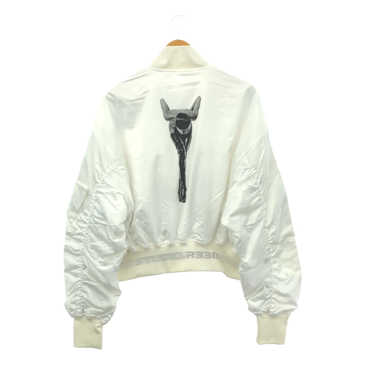 [New] STUDIO R330 | Padded reversible graphic print short bomber jacket | M | White | Women's