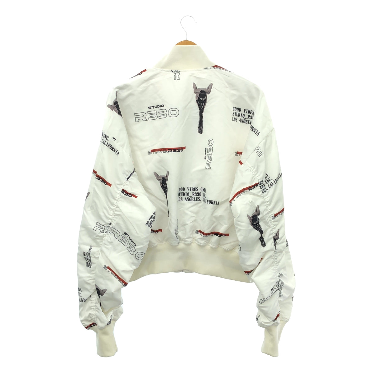 [New] STUDIO R330 | Padded reversible graphic print short bomber jacket | M | White | Women's