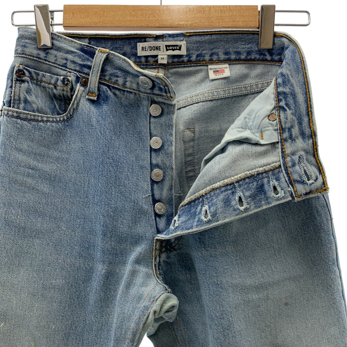RE/DONE / 리단 | × Levi's / 501 재구성 페인트 컷오프 플레어 팬츠 | 24 |