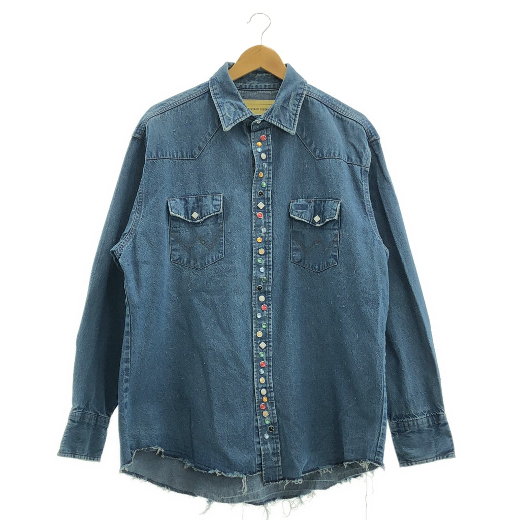 SEVEN BY SEVEN / セブン バイ セブン | REWORK WESTERN SHIRTS ダメージ加工 デニム ウエスタンシャツ | L | メンズ