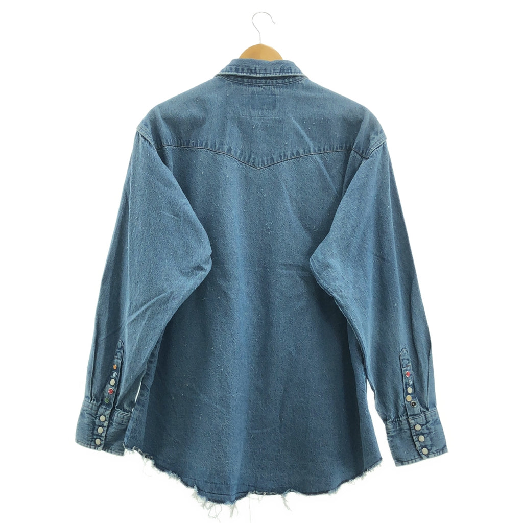 SEVEN BY SEVEN / セブン バイ セブン | REWORK WESTERN SHIRTS ダメージ加工 デニム ウエスタンシャツ | L | メンズ