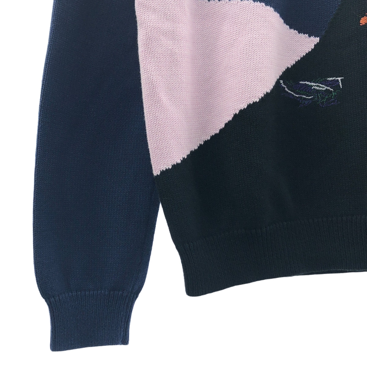 PS Paul Smith / ピーエスポールスミス | コットン エンブロイダリー ニット セーター | M | ネイビー | レディース