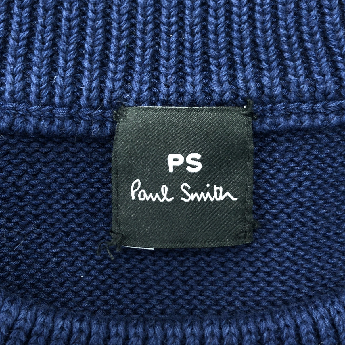 PS Paul Smith / ピーエスポールスミス | コットン エンブロイダリー ニット セーター | M | ネイビー | レディース
