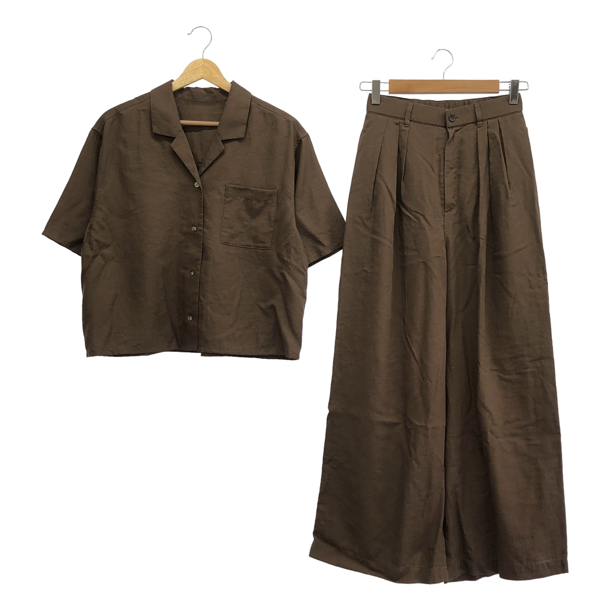 UNITED ARROWS 綠標休閒裝 | 防水短款襯衫和寬腿褲，配有鬆緊腰帶和褶皺 | F / 36 | 女款