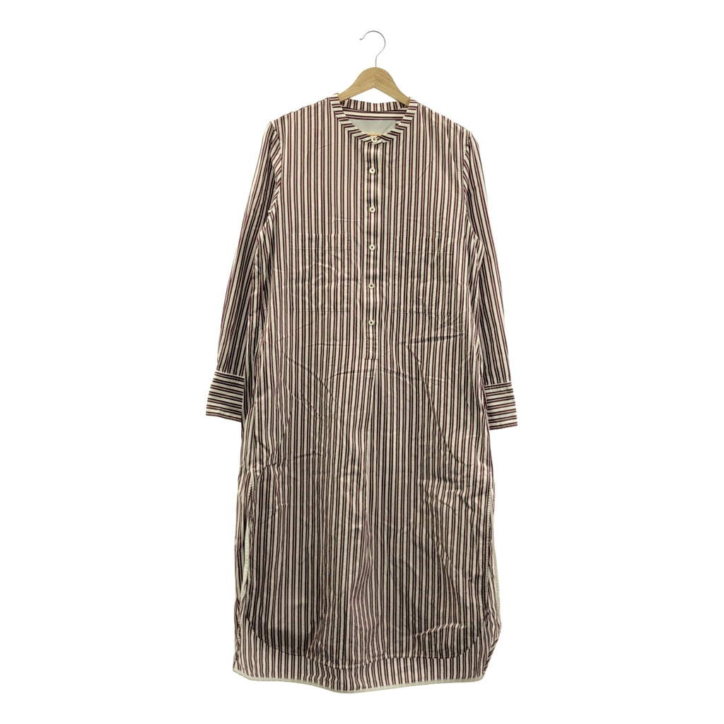 【美品】  TICCA / ティッカ | ストライプ バンドカラー シャツワンピース | F | ホワイト / レッド | レディース