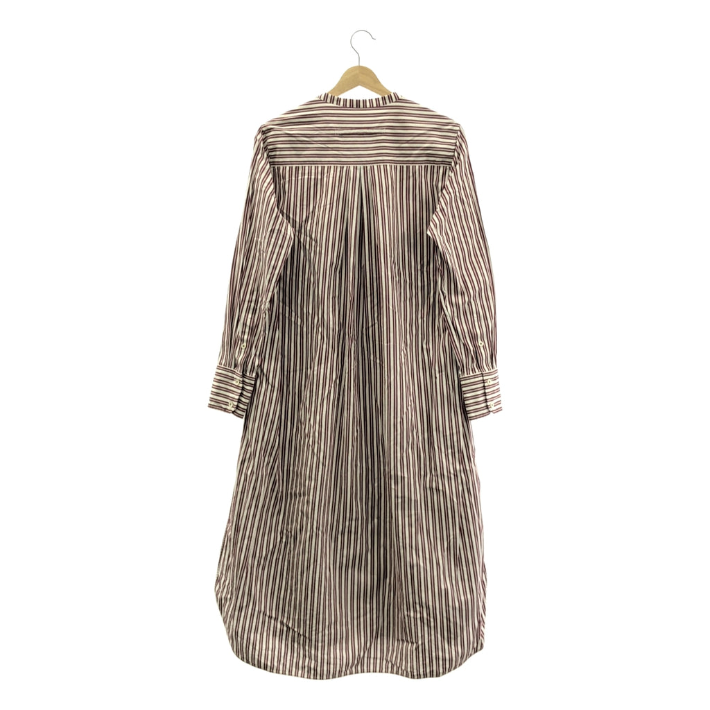 【美品】  TICCA / ティッカ | ストライプ バンドカラー シャツワンピース | F | ホワイト / レッド | レディース