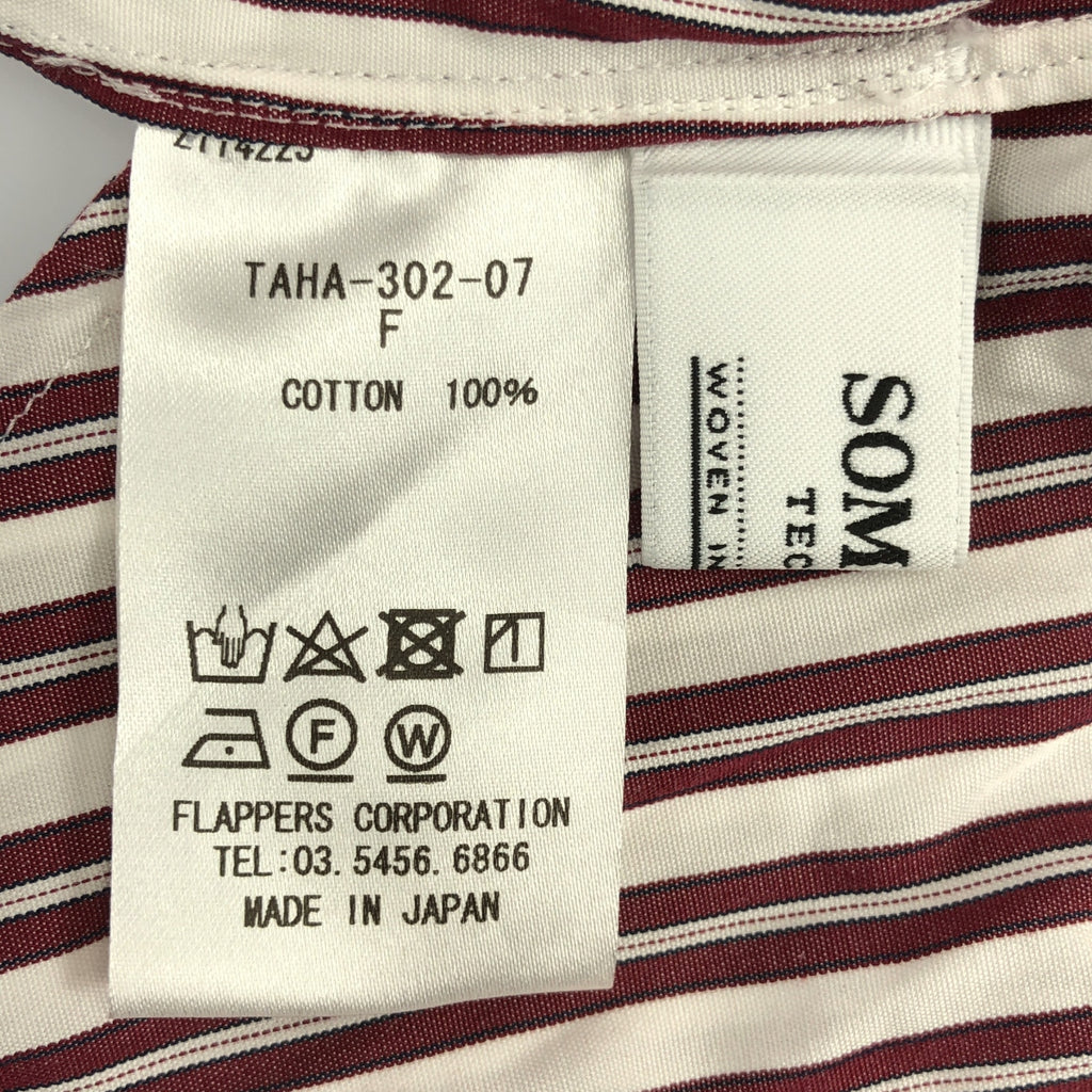 【美品】  TICCA / ティッカ | ストライプ バンドカラー シャツワンピース | F | ホワイト / レッド | レディース