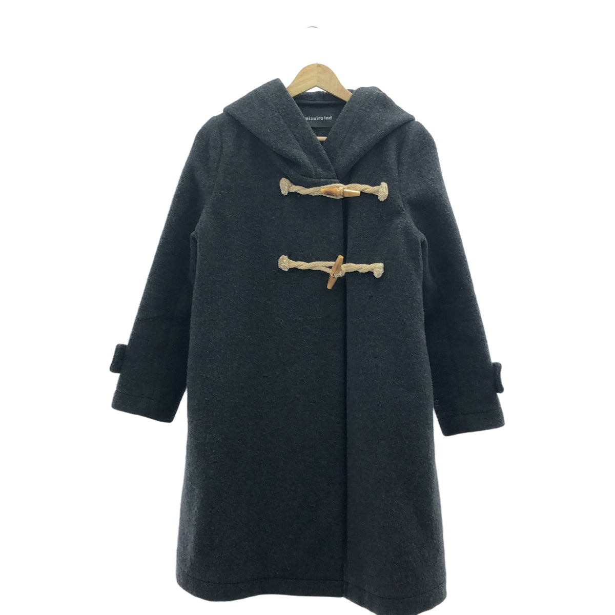 mizuiroind / ミズイロインド | ウール トグルボタン コート フーディ | F | ダークグレー | レディース