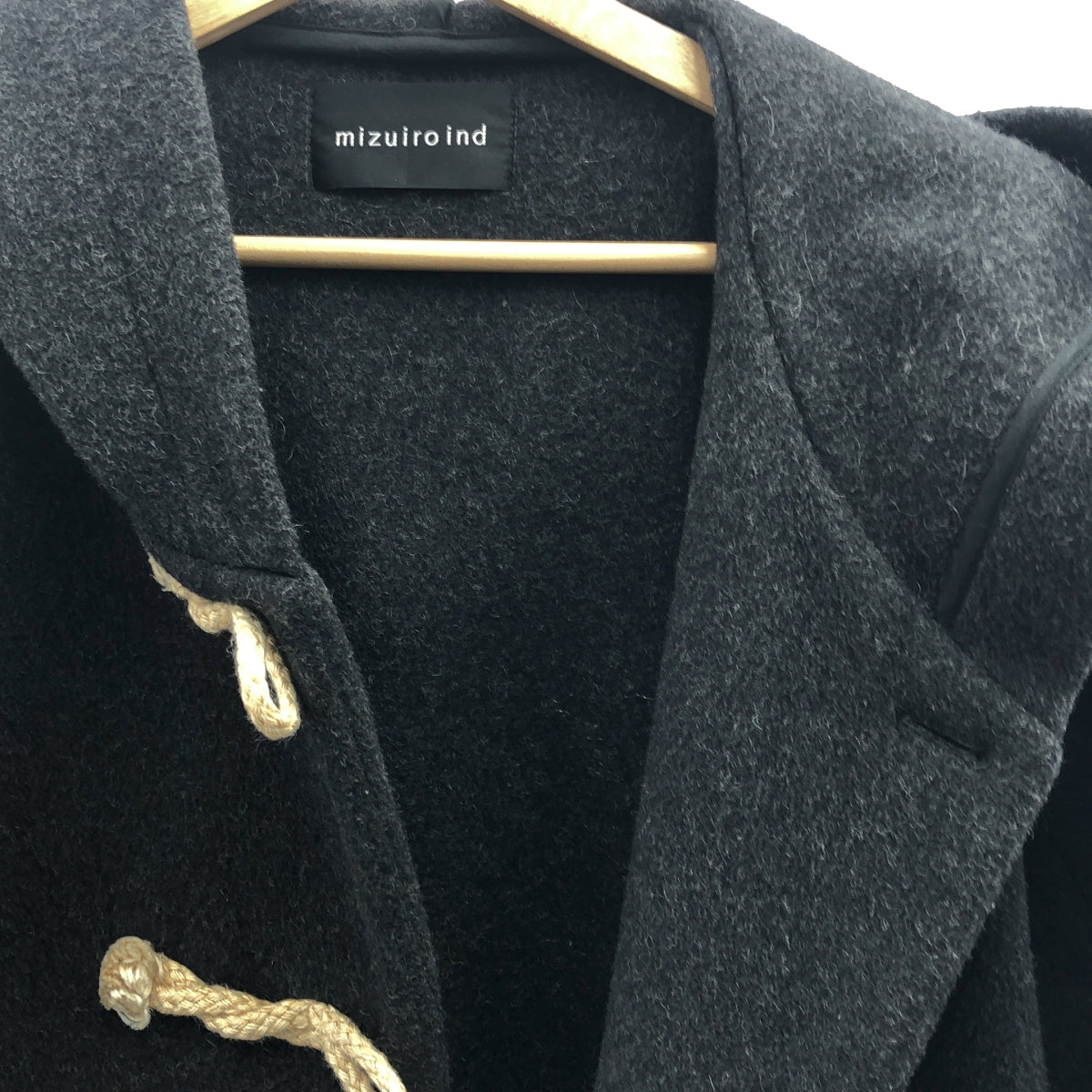 mizuiroind / ミズイロインド | ウール トグルボタン コート フーディ | F | ダークグレー | レディース