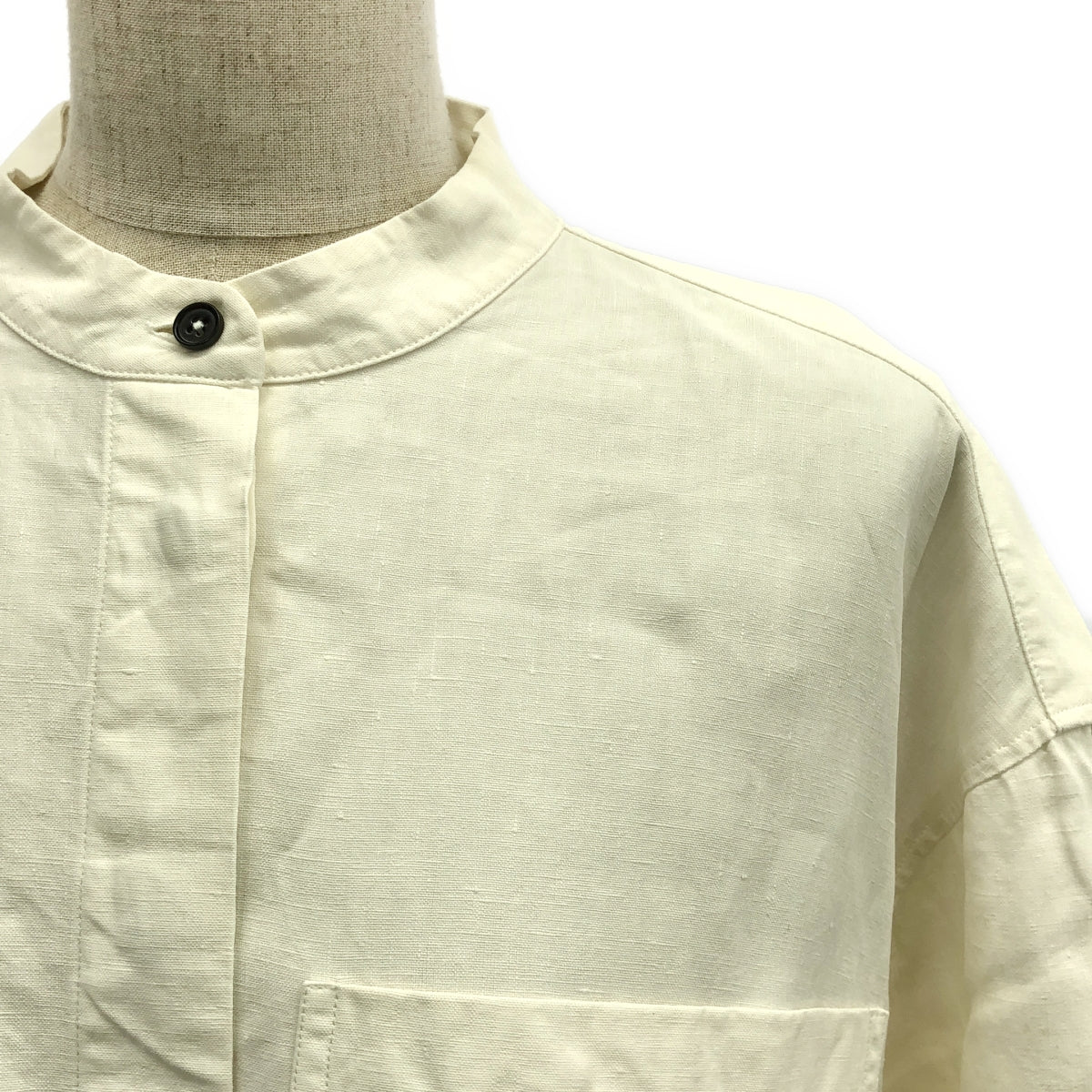 [Good Condition] JIL SANDER | 2022AW | Fly Front Band Collar Over Shirt Blouse | 36 | Ecru | Women's