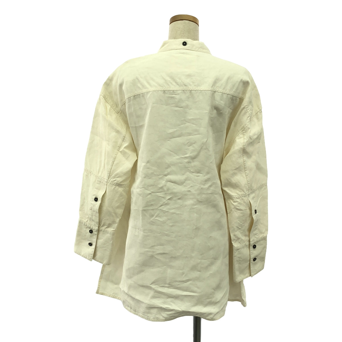 【美品】  JIL SANDER / ジルサンダー | 2022AW | フライフロント バンドカラー オーバー シャツ ブラウス | 36 | エクリュ | レディース