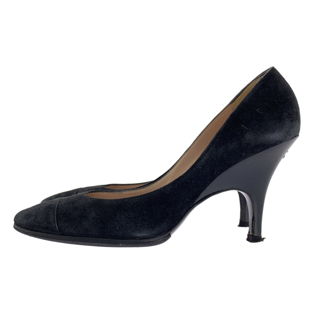 CHANEL / シャネル | スエードレザー ラウンドトゥ ココマーク ヒールパンプス | 37 1/2 | レディース