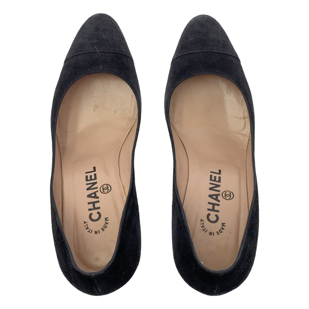 CHANEL / シャネル | スエードレザー ラウンドトゥ ココマーク ヒールパンプス | 37 1/2 | レディース