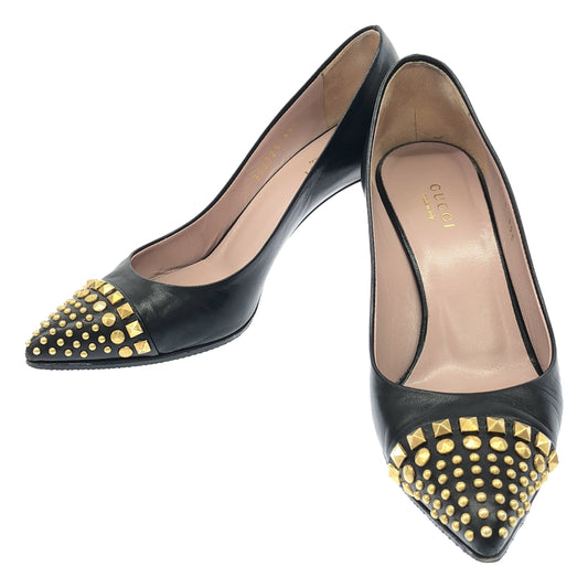 GUCCI | Leather studded toe pumps | 35 1/2 | Black | Women's