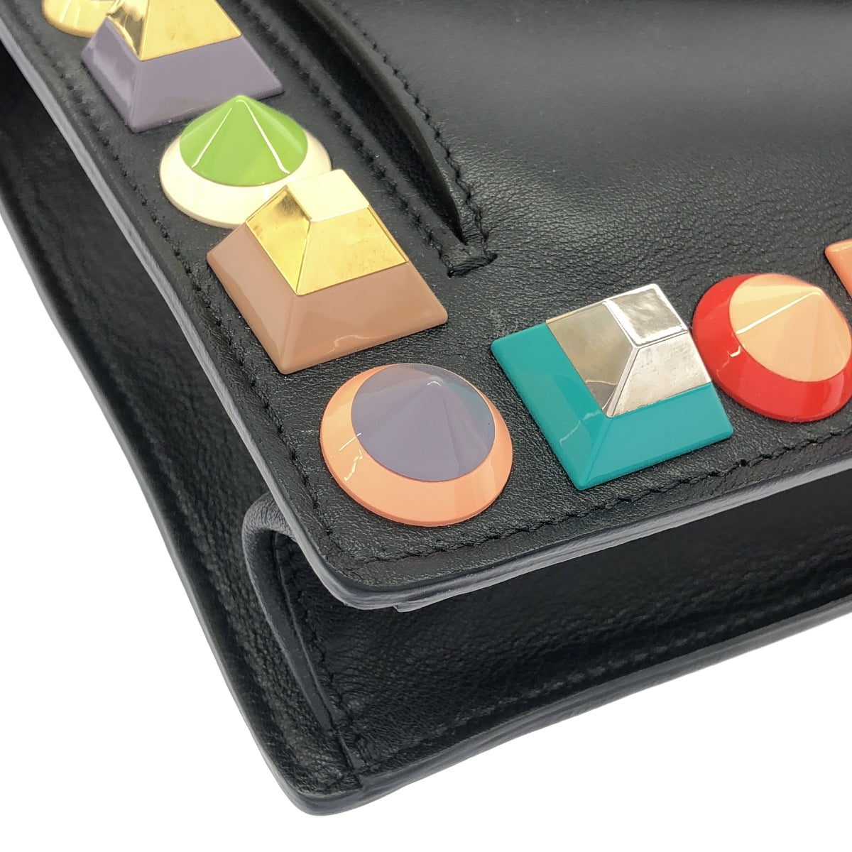 [狀況極佳] FENDI | Toujours 多鉚釘皮革肩背包 | 黑色 | 女款