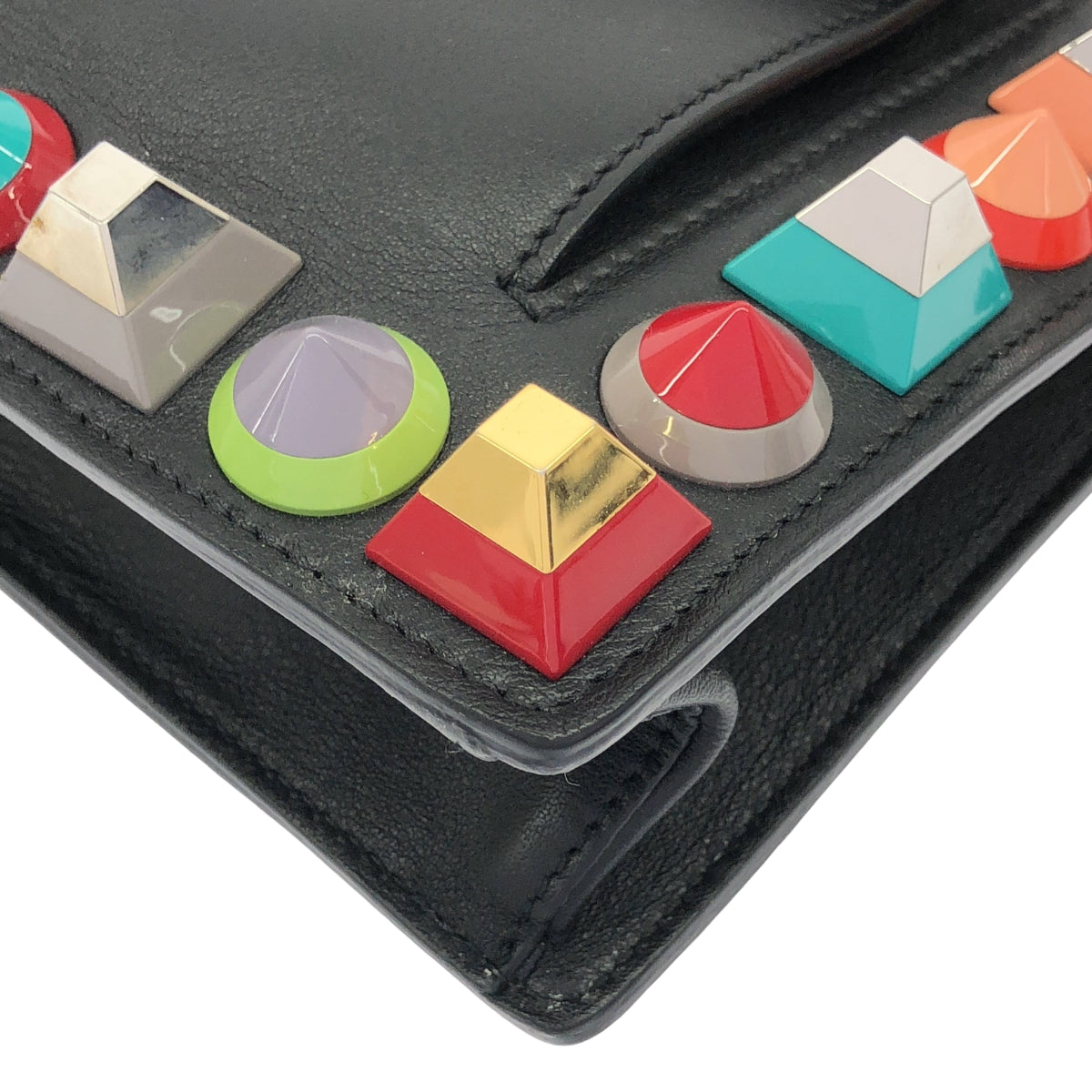 [狀況極佳] FENDI | Toujours 多鉚釘皮革肩背包 | 黑色 | 女款