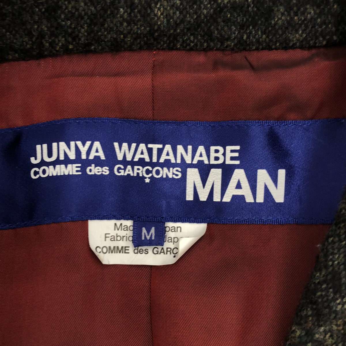 【美品】  JUNYA WATANABE COMME des GARCONS MAN / ジュンヤワタナベコムデギャルソンマン | 2020AW | 異素材 ドッキング ツイード チェスターコート / 総裏地 | M | レッド/グレー系 | メンズ