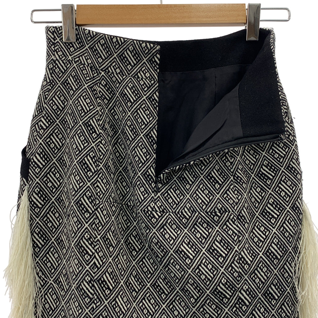 Mame Kurogouchi / マメクロゴウチ | ジャガード フリンジ バックジップ スカート / 裏地付き | 1 |