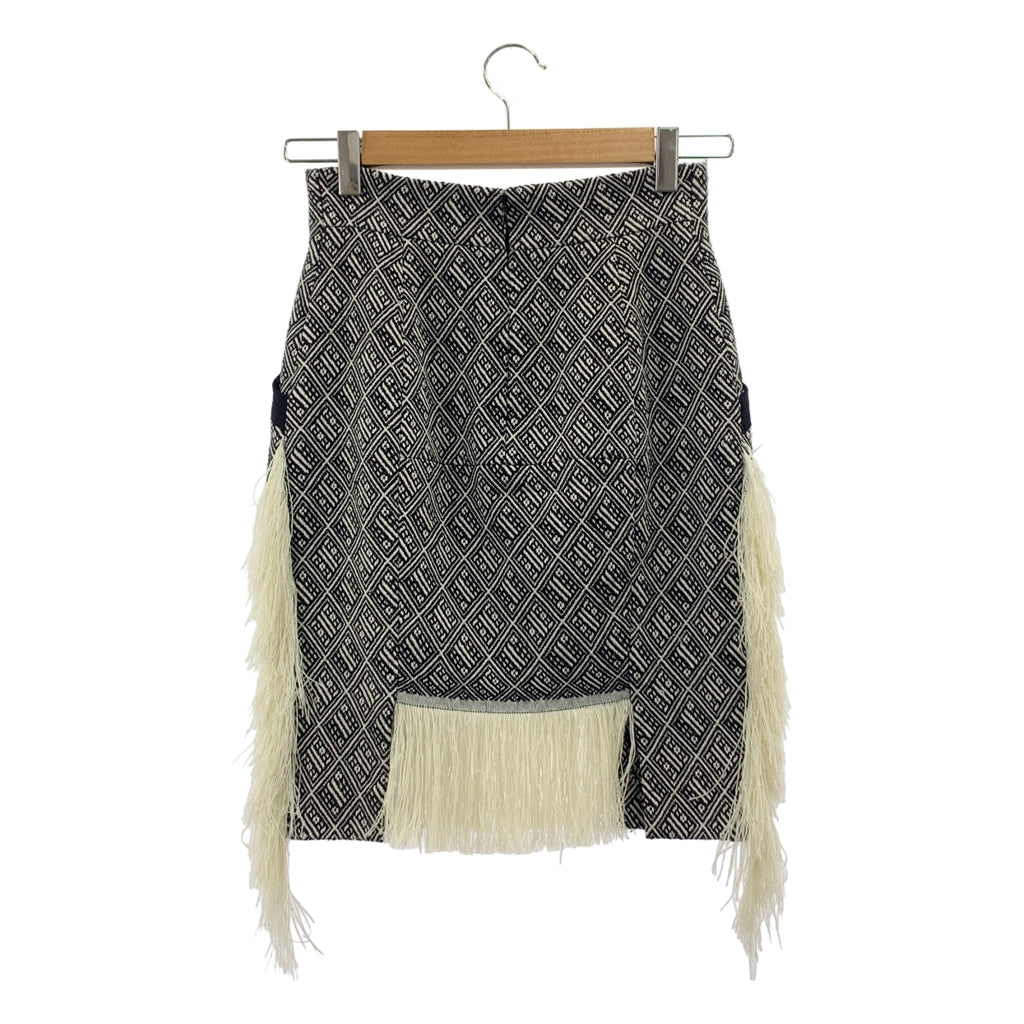 Mame Kurogouchi / マメクロゴウチ | ジャガード フリンジ バックジップ スカート / 裏地付き | 1 |
