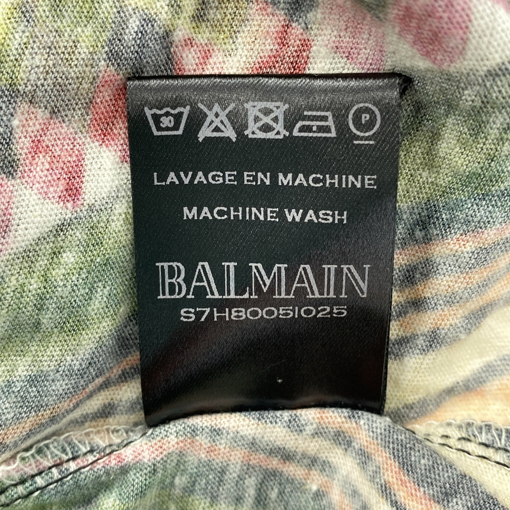 BALMAIN / 발만 | 총 무늬 오버 실루엣 크루 넥 T 셔츠 컷소우 | S | 남성