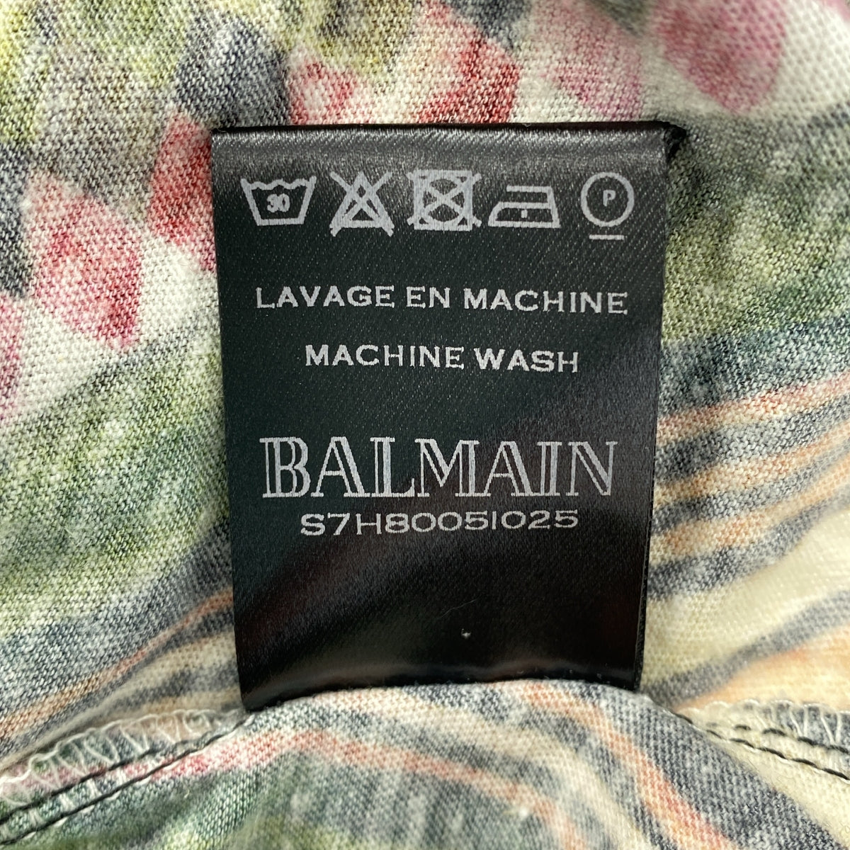 BALMAIN / 발만 | 총 무늬 오버 실루엣 크루 넥 T 셔츠 컷소우 | S | 남성