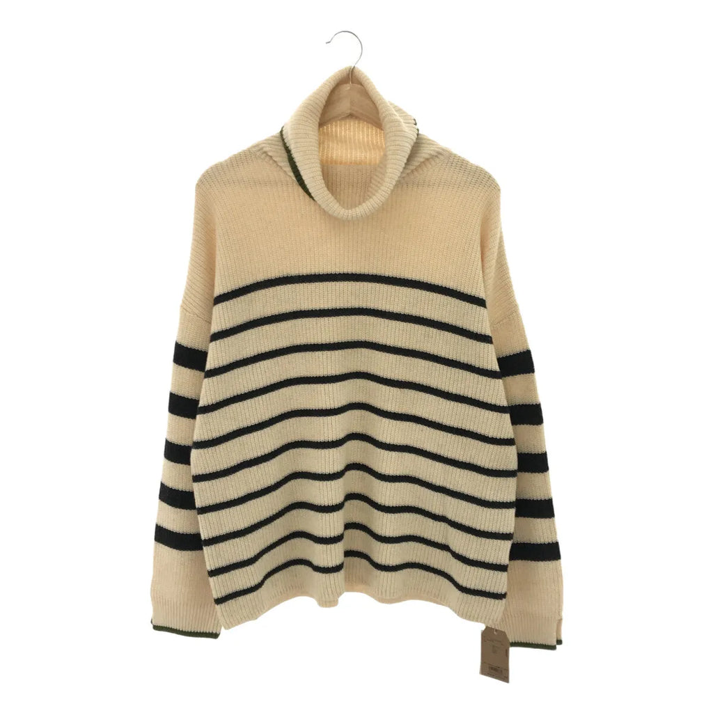 【新品】  CREDONA / クレドナ | ルーズ タートル ボーダー ニット | F | ナチュラル / ブラック | レディース