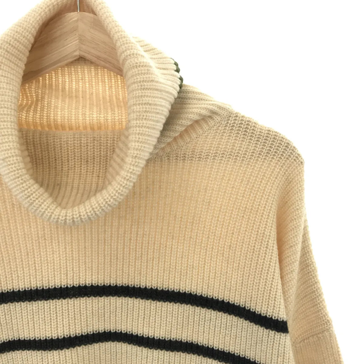 【新品】  CREDONA / クレドナ | ルーズ タートル ボーダー ニット | F | ナチュラル / ブラック | レディース