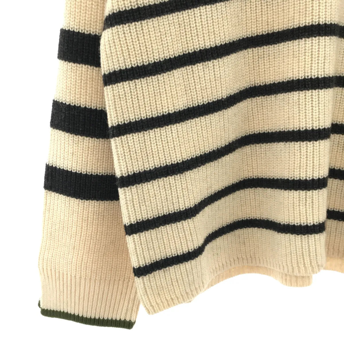 【新品】  CREDONA / クレドナ | ルーズ タートル ボーダー ニット | F | ナチュラル / ブラック | レディース