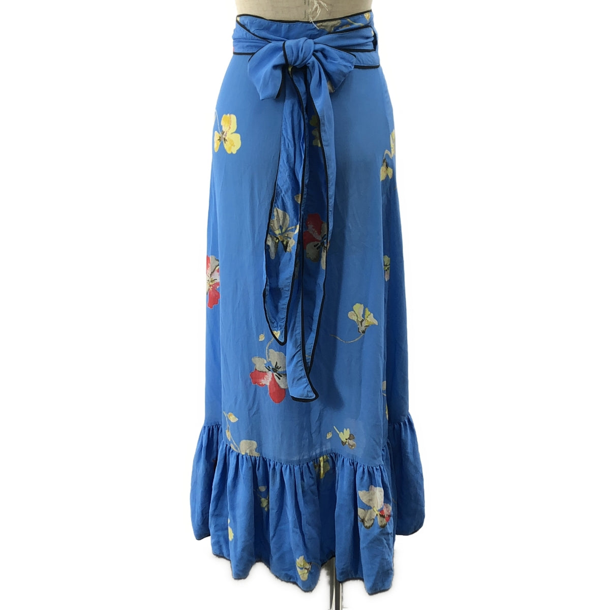 Ganni | 花卉印花裹身荷葉邊長裙 | 36碼 | 藍色 | 女款