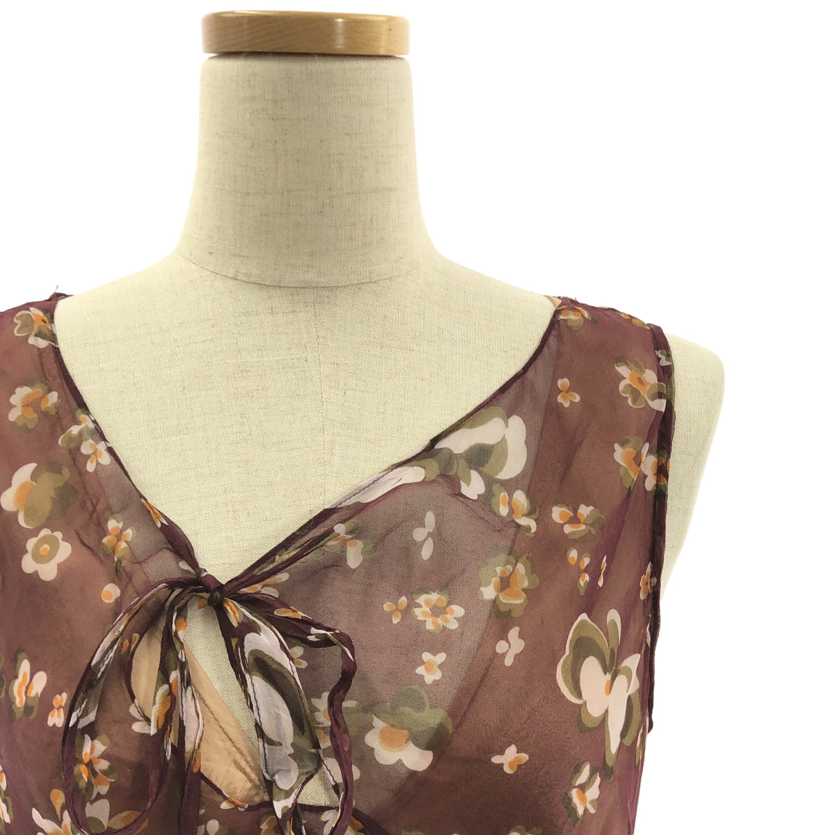 DRIES VAN NOTEN / ドリスヴァンノッテン | シルク 花柄 レイヤード ノースリーブ ワンピース | 38 | レディース