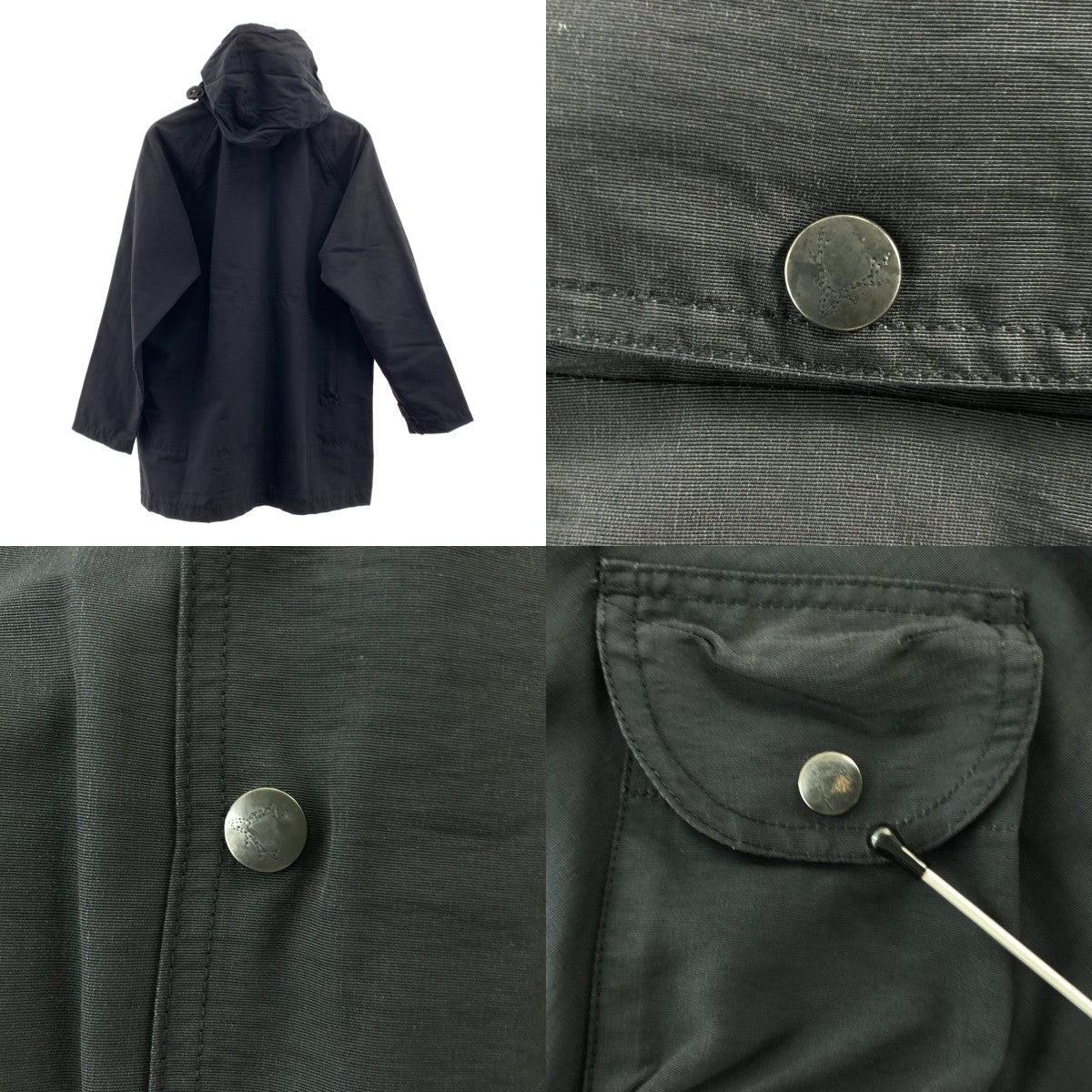 South2West8 S2W8 / 사우스 투 웨스트 에이트 | 코튼 나일론 지퍼 업 재킷 후디 / 총 안감 | S | 차콜 블랙 | 남성