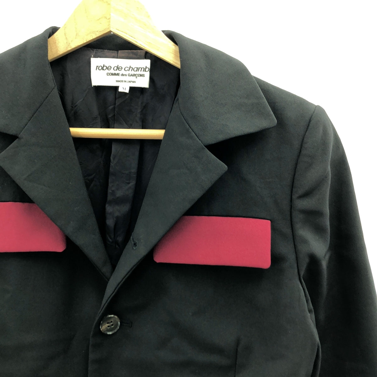 robe de chambre COMME des GARCONS / ローブドシャンブルコムデギャルソン | 2002SS | バイカラー シングルブレスト ジャケット / 総裏地 | M | ブラック/ボルドー | レディース