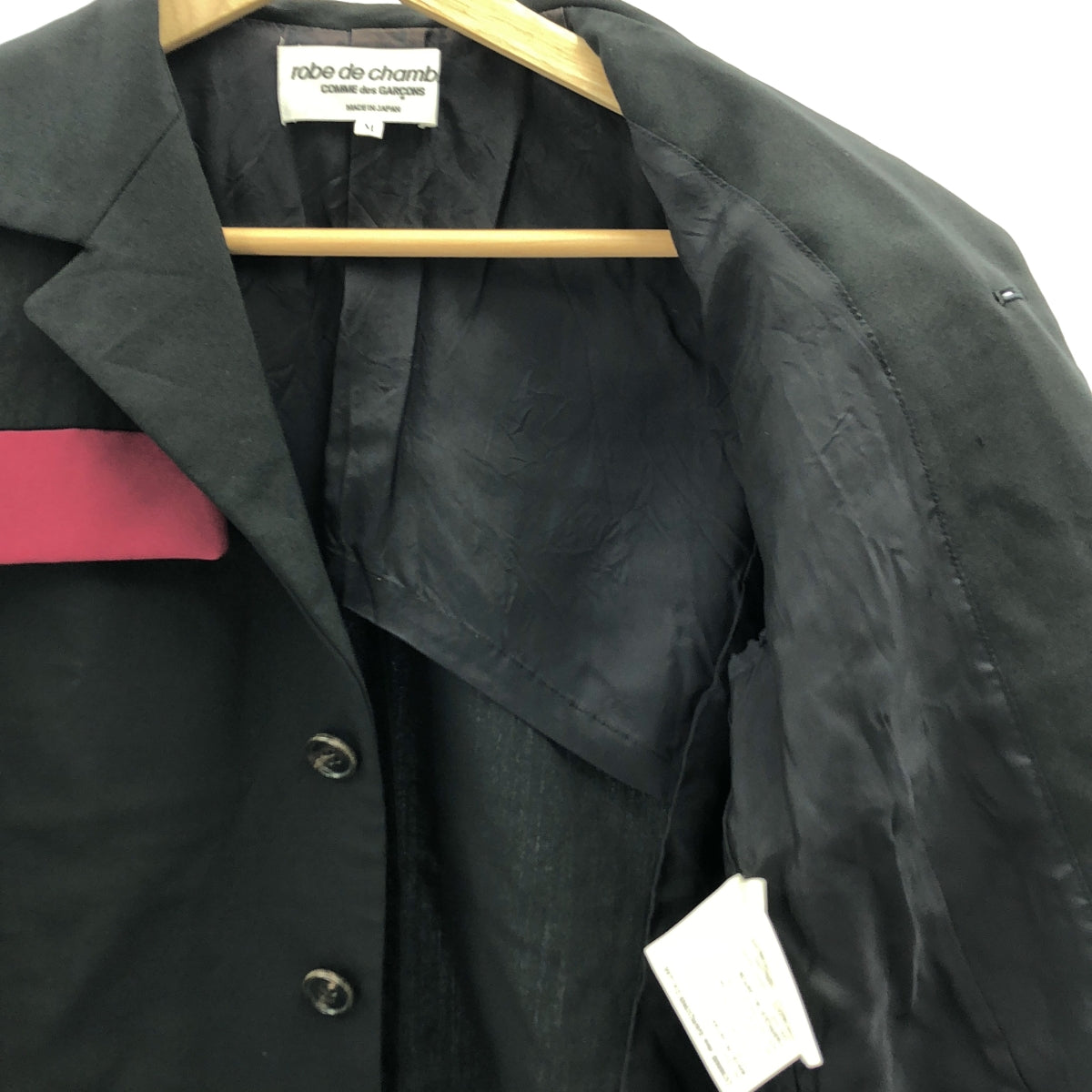 robe de chambre COMME des GARCONS / ローブドシャンブルコムデギャルソン | 2002SS | バイカラー シングルブレスト ジャケット / 総裏地 | M | ブラック/ボルドー | レディース