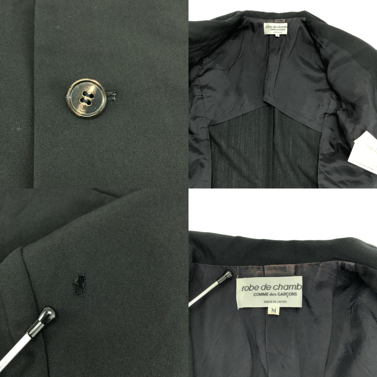 robe de chambre COMME des GARCONS / ローブドシャンブルコムデギャルソン | 2002SS | バイカラー シングルブレスト ジャケット / 総裏地 | M | ブラック/ボルドー | レディース