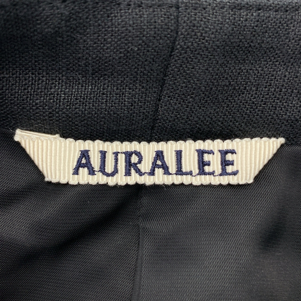[近新] AURALEE | 2024 春夏系列 | 雙層亞麻無領外套 | 0 碼 | 黑色 | 女款