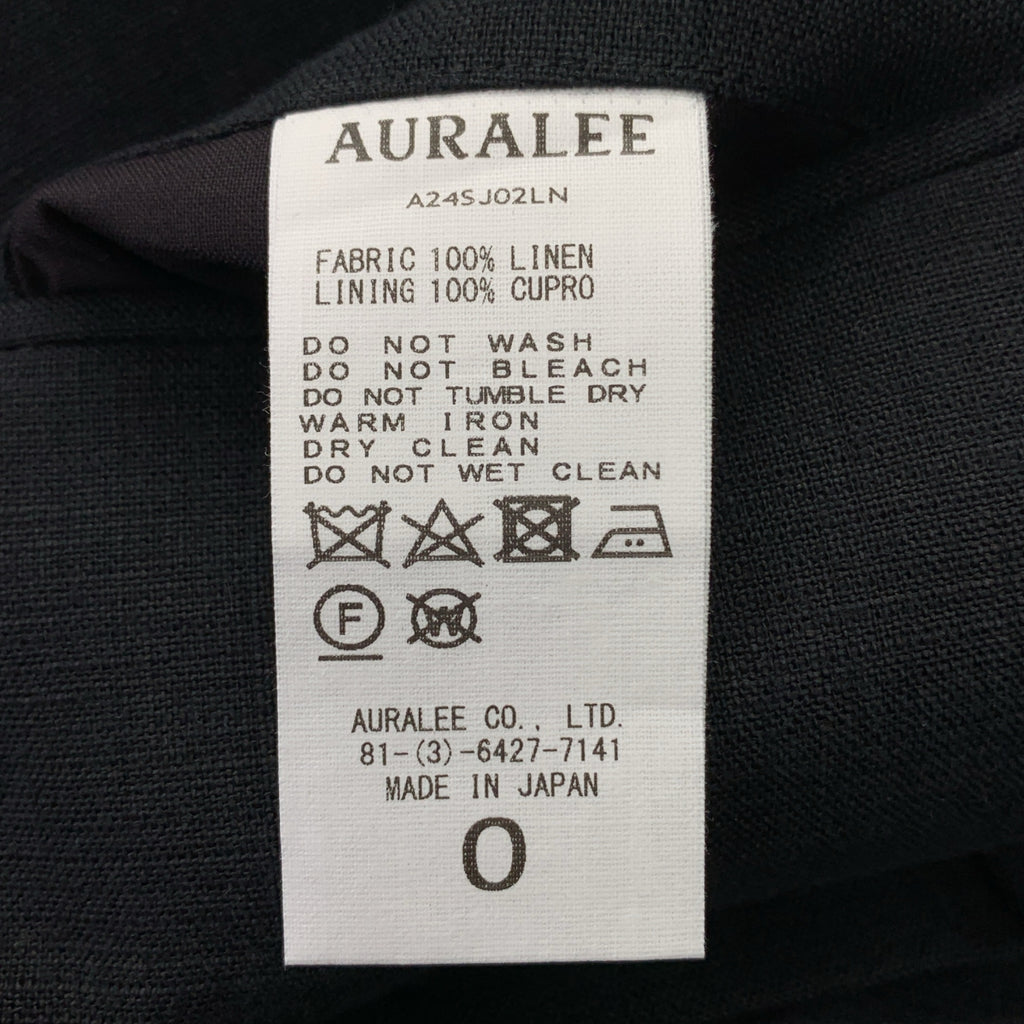 [近新] AURALEE | 2024 春夏系列 | 雙層亞麻無領外套 | 0 碼 | 黑色 | 女款