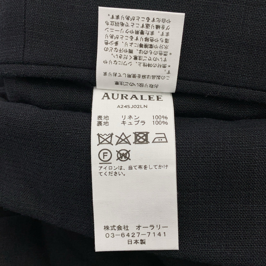 [近新] AURALEE | 2024 春夏系列 | 雙層亞麻無領外套 | 0 碼 | 黑色 | 女款