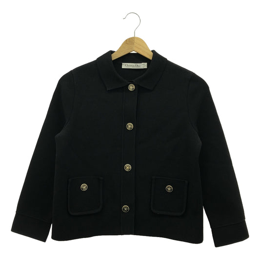 [Beautiful Condition] Christian Dior | Pearl-embellished logo button technical single jacket | Size 36 | Black | Women's