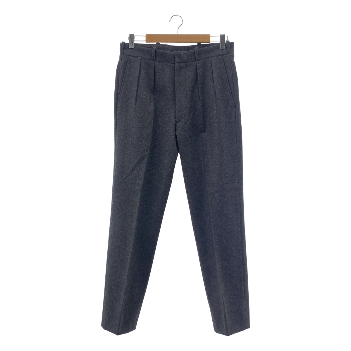 HEUGN / 유겐 | 2022AW | Freddie 울 플란넬 2 임플리트 테이퍼드 팬츠 | 2 | 차콜 그레이 | 남성