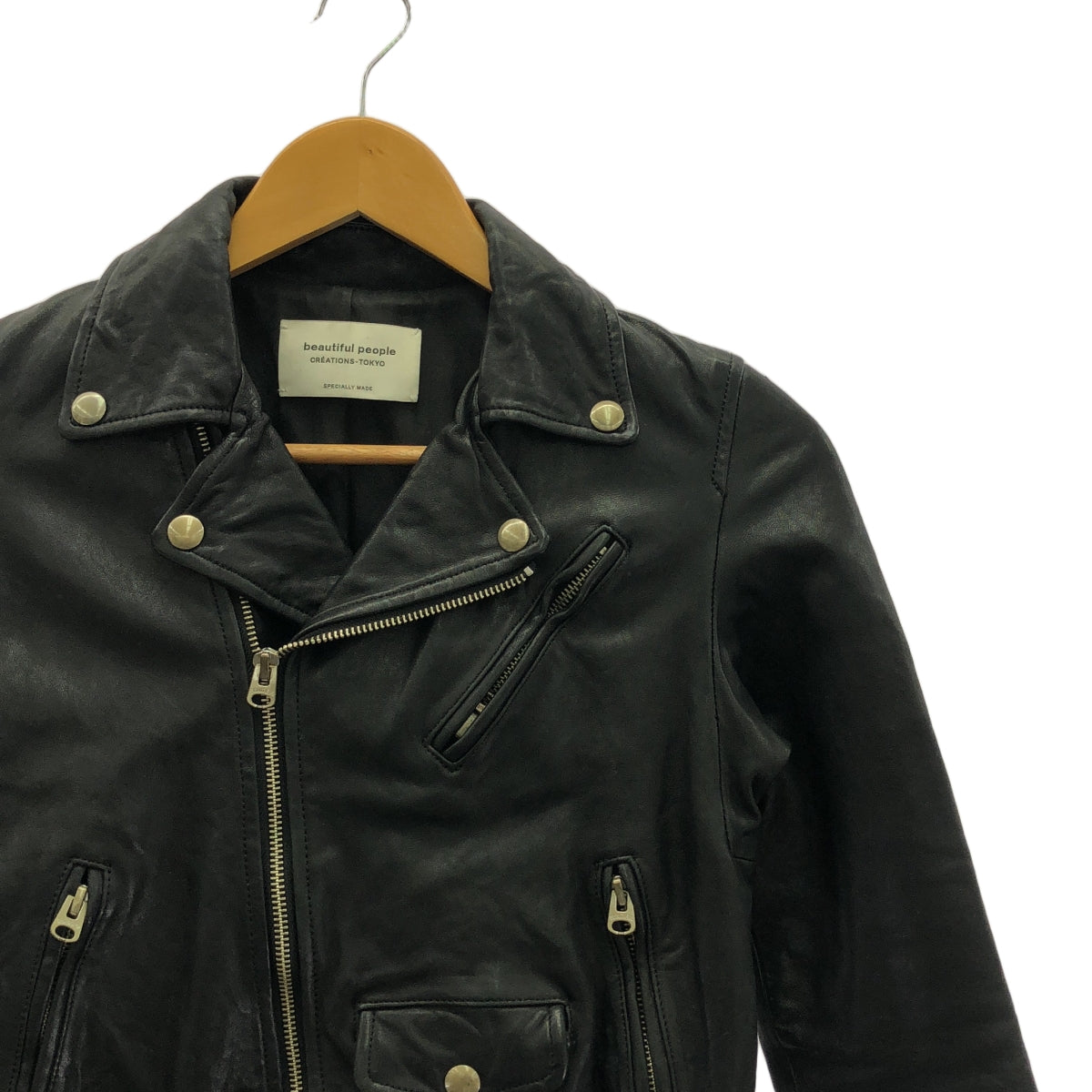 beautiful people / 뷰티풀 피플 | 키즈 램 가죽 라이더스 재킷 | 130 | 블랙 | 여성