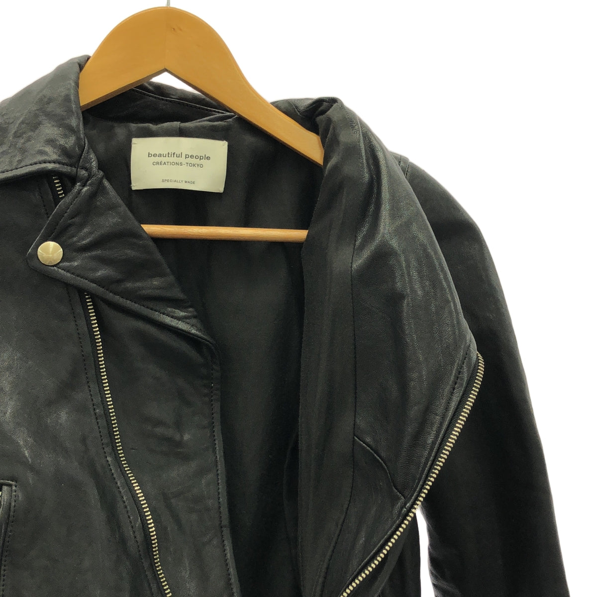 beautiful people / 뷰티풀 피플 | 키즈 램 가죽 라이더스 재킷 | 130 | 블랙 | 여성