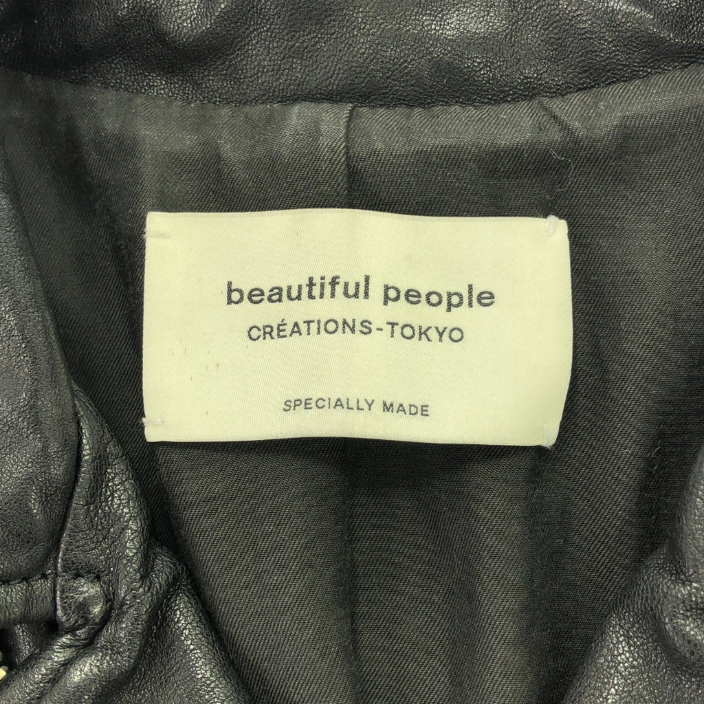 beautiful people / ビューティフルピープル | キッズ ラムレザー ライダースジャケット | 130 | ブラック | レディース