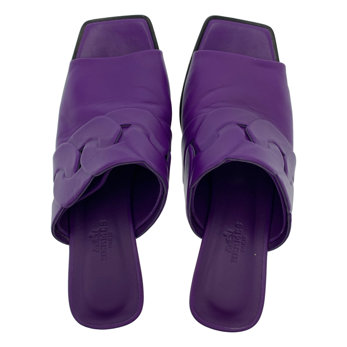 愛馬仕 | Hanna 皮革方頭高跟穆勒涼鞋 | 尺寸 37 1/2 | 女款