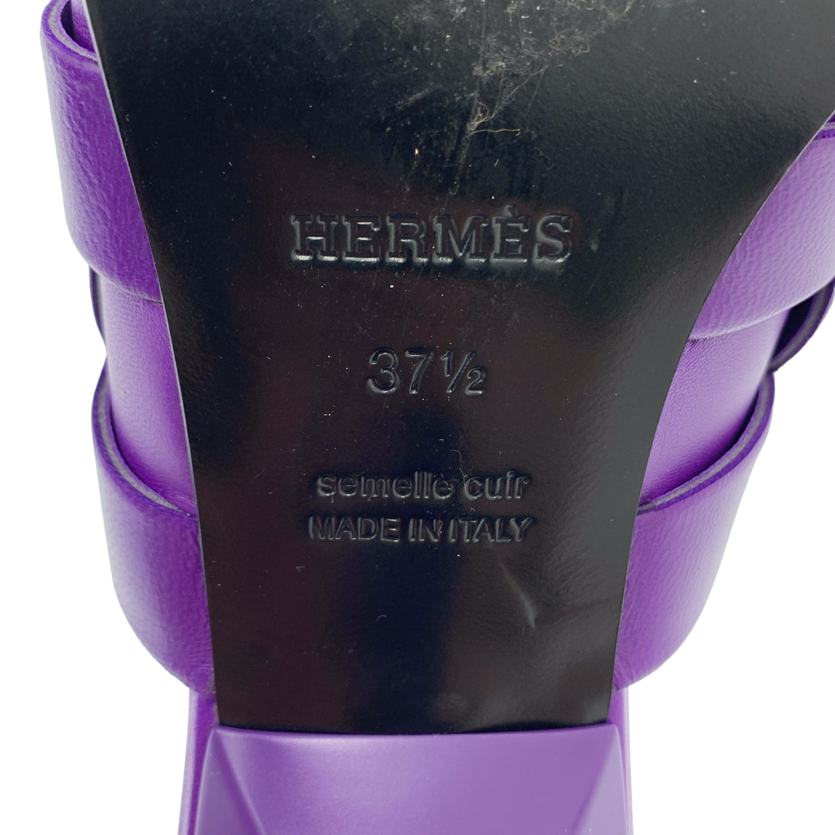 HERMES / 헤르메스 | Hanna / 한나 가죽 스퀘어 투 힐 뮬 샌들 | 37 1/2 |