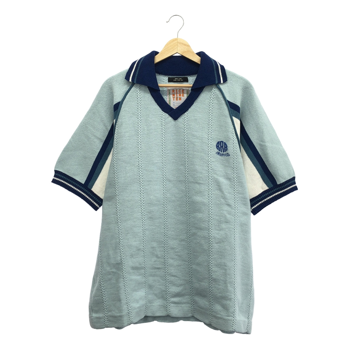 RICE NINE TEN / ライスナインテン | 2024SS | Knitting Soccer Jersey サッカージャージー コットン サマーニット | M | ライトブルー | メンズ