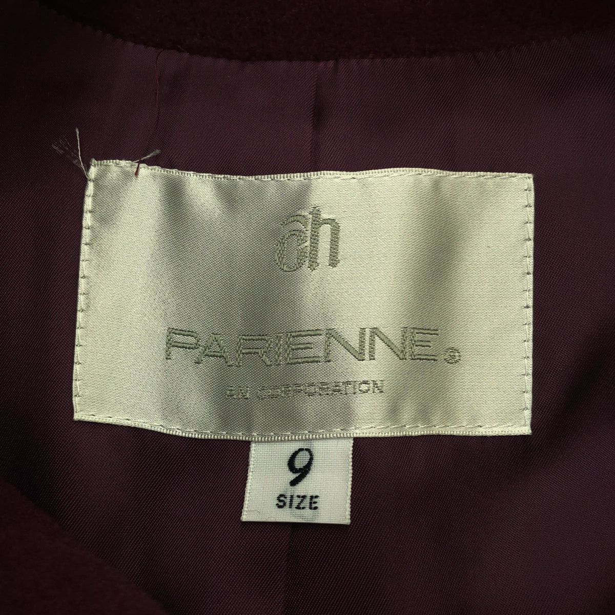 PARIENNE / パリエンヌ | ウール フライフロント シングル コート / 総裏地 | 9 | ボルドー系 | レディース