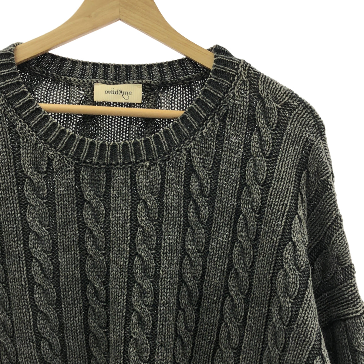 ottod'Ame / オットダム | ダメージ加工 アラン ケーブルニット セーター | 38 | チャコールグレー | レディース