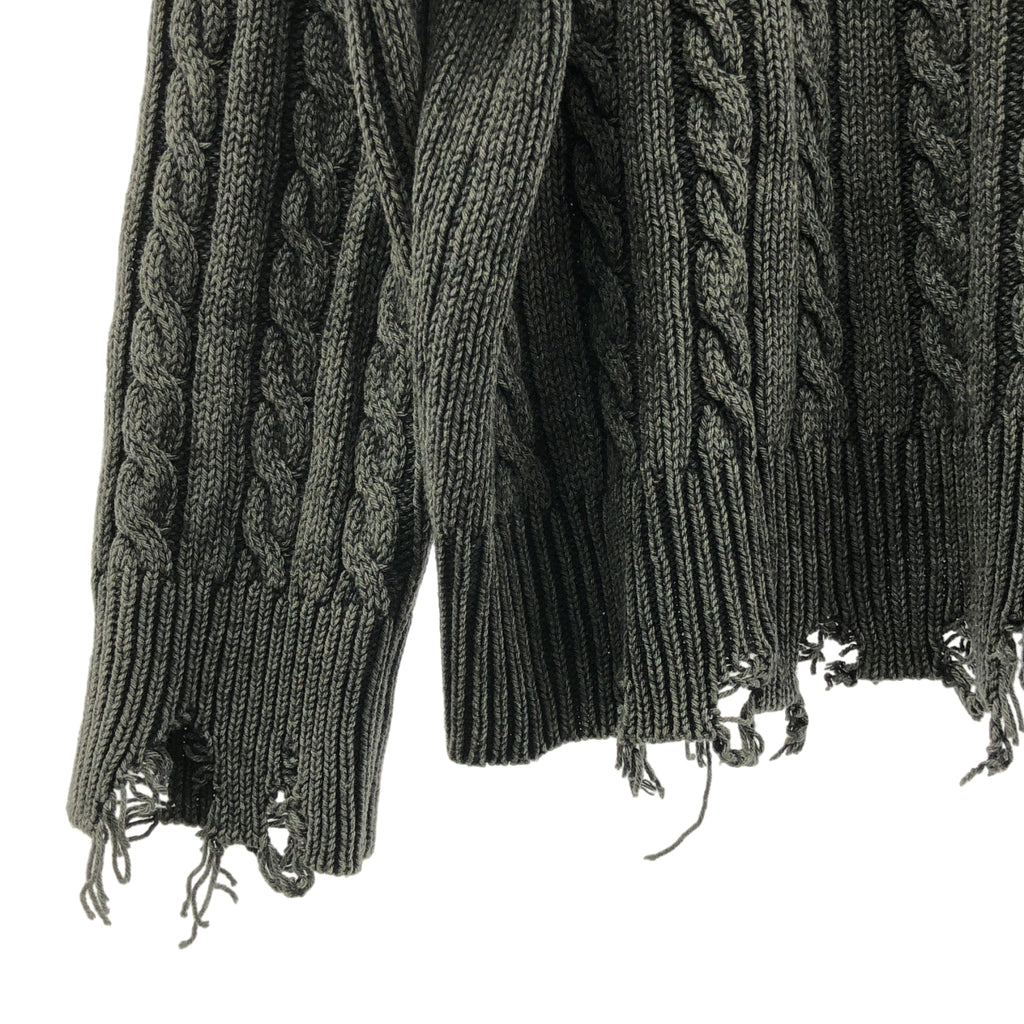 ottod'Ame / オットダム | ダメージ加工 アラン ケーブルニット セーター | 38 | チャコールグレー | レディース