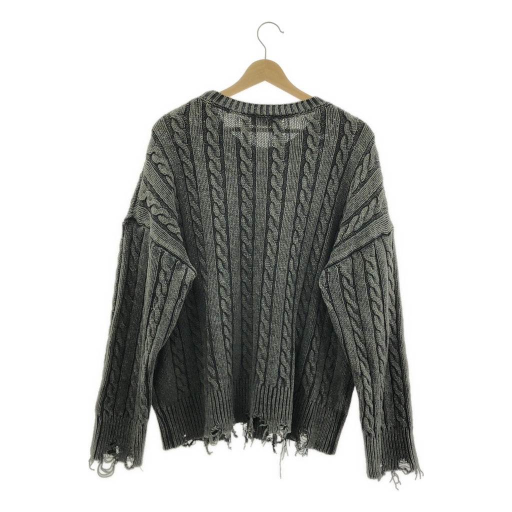 ottod'Ame / オットダム | ダメージ加工 アラン ケーブルニット セーター | 38 | チャコールグレー | レディース